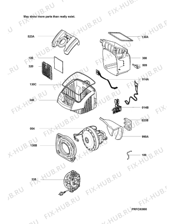 Взрыв-схема пылесоса Electrolux ZVQ2104 - Схема узла Internal parts